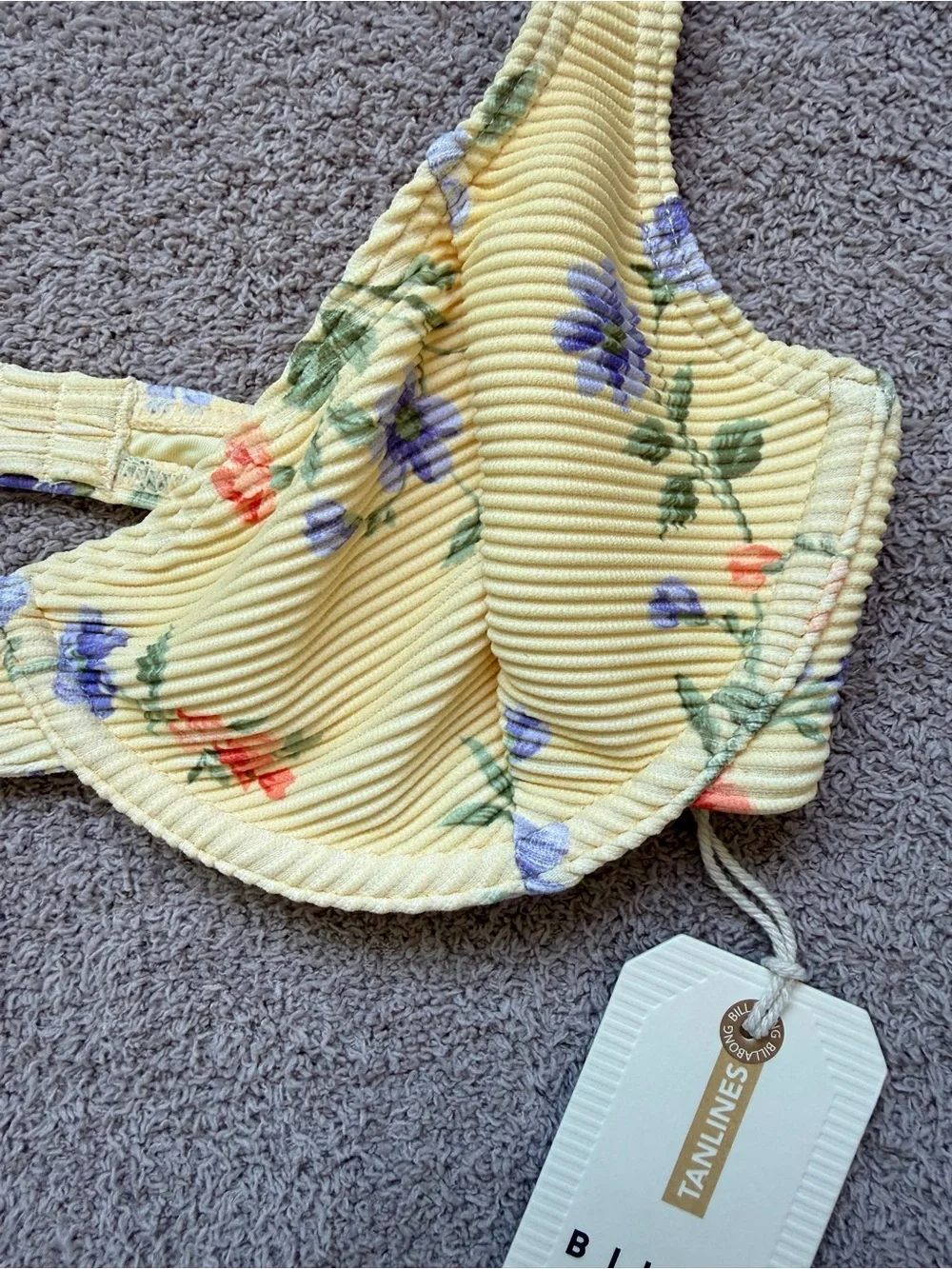 NEW - Billabong - Kismet Georgia Ribbed Underwire Bikini Swim Bra - YELLOW - Picture 4 of 8